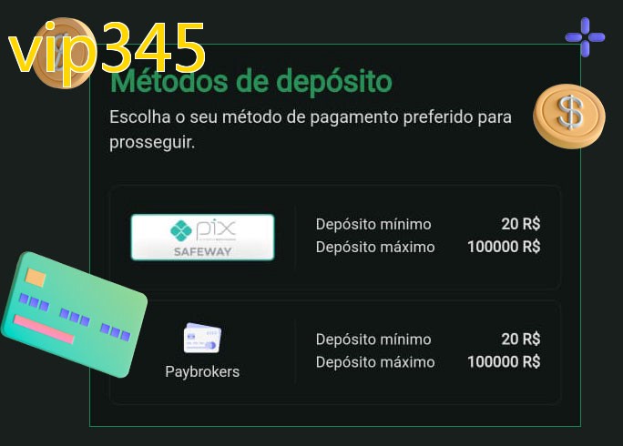 O cassino vip345bet oferece uma grande variedade de métodos de pagamento